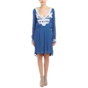 Chloe Oliver Blue Embroidered Long Sleeve Dress
